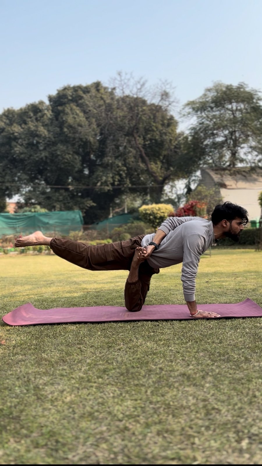 Yoga at sunrise by the river